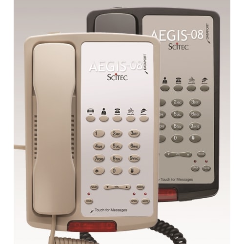 Aegis 5S08 Single-Line Telephone, 5 Guest Service Keys, Speaker, Black